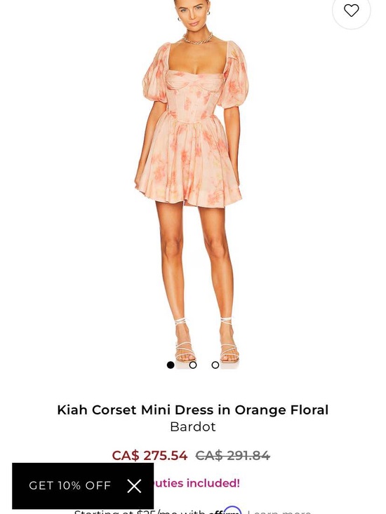 Bardot Dresses & Skirts - Bardot Pink-Orange Floral Puff Sleeve Corset Mini Dress